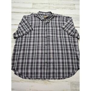 Schmidt Workwear Mens 3XL Short Sleeve Button Down Shirt Black White Plaid